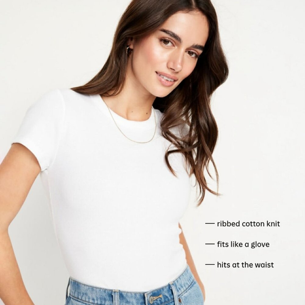 Old Navy White Snug Crop T-Shirt/XL